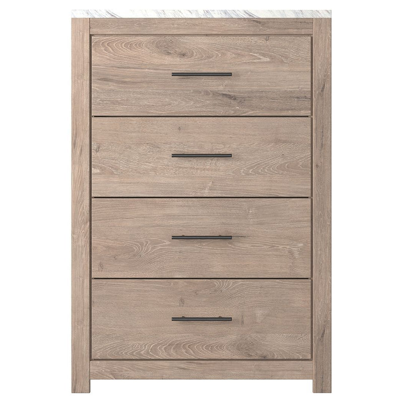 Senniberg - Light Brown/white - Four Drawer Chest-Washburn's Home Furnishings