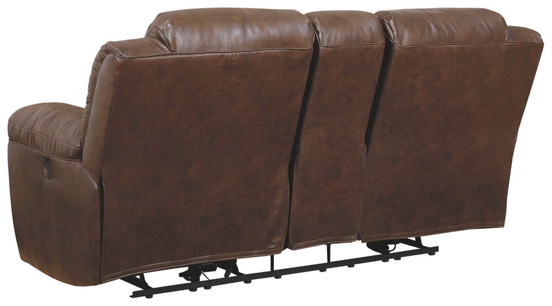 Ashley Stoneland Double Reclining Loveseat w/Console in Chocolate-Washburn's Home Furnishings