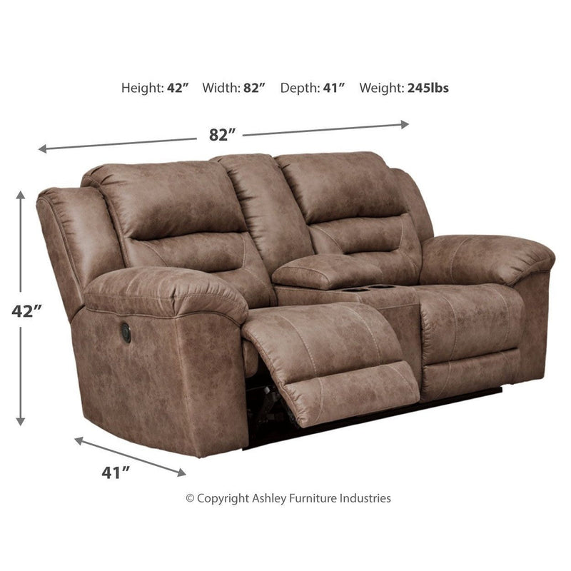 Ashley Stoneland Double Reclining Power Loveseat w/console in Fossill-Washburn's Home Furnishings