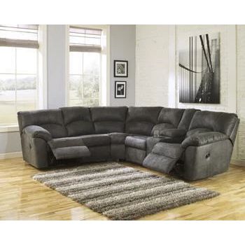 Ashley Tambo Left Loveseat & Right Loveseat w/Console 2 Piece Sectional in Pewter-Washburn's Home Furnishings