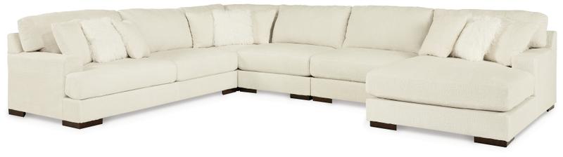 Ashley Zada Right Chaise 5 Piece Sectional in Ivory-Washburn's Home Furnishings