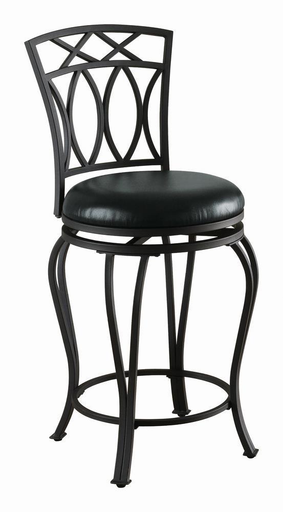 Bar Stools: Metal Swivel Counter Height Stool - Black-Washburn's Home Furnishings