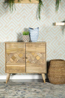 Checkered Pattern 2-door Accent Cabinet - Natural-Washburn's Home Furnishings