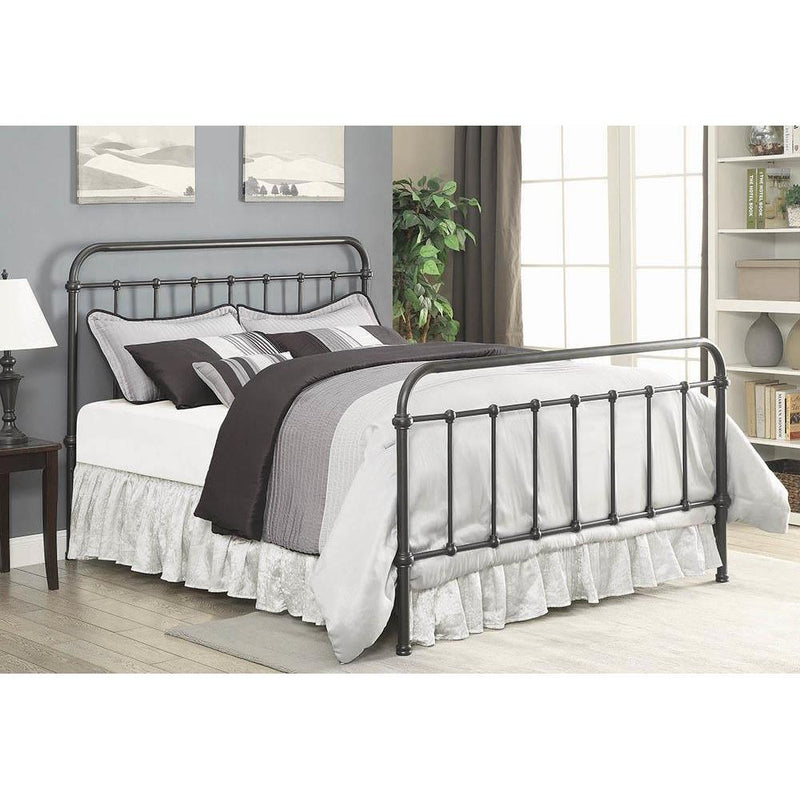 Livingston Collection - Livingston Queen Panel Metal Bed Dark Bronze-Washburn's Home Furnishings