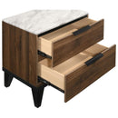 Coaster Mays 2-Drawer Nightstand Walnut Brown With Faux Marble Top-Washburn's Home Furnishings