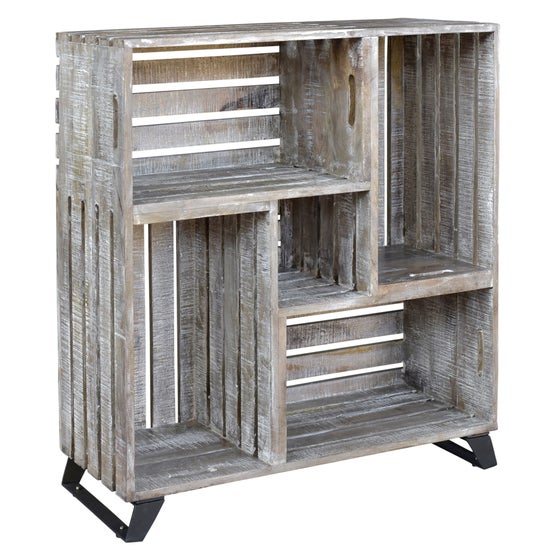 Crestview Collection Bengal Manor Mango Wood Reclaimed Crates Bookcase-Washburn's Home Furnishings