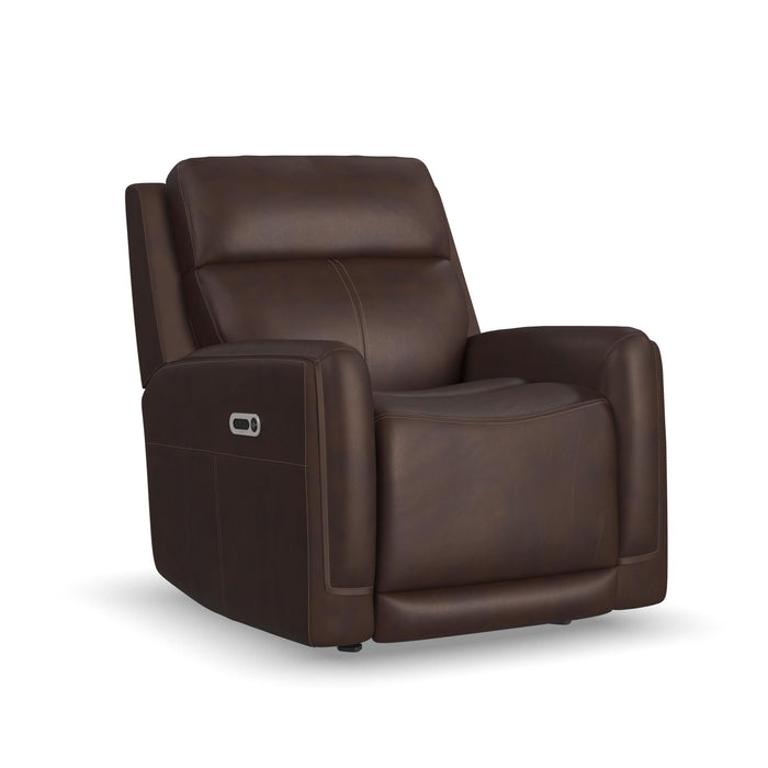 Flexsteel Alister Leather Power Gliding Recliner w/Power Headrest & Lumbar in Burnt Umber-Washburn's Home Furnishings