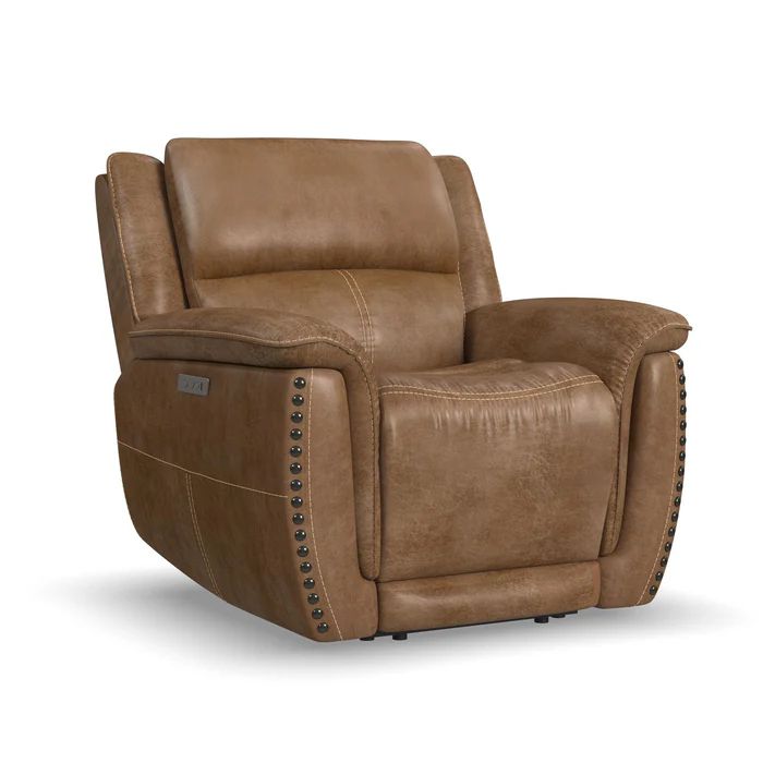 Flexsteel Beau Fabric Power Recliner w/Power Headrest in Sable-Washburn's Home Furnishings