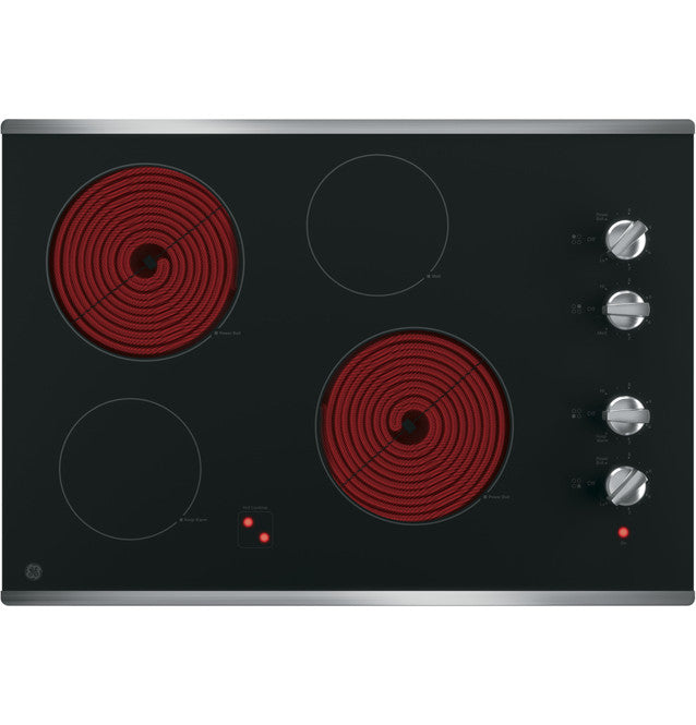 GE 30" Built-In Knob Control Electric Cooktop in Stainless-Washburn's Home Furnishings
