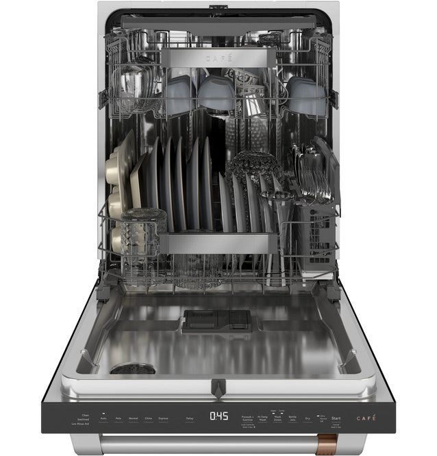 GE Cafe 24 in. Fingerprint Resistant Matte Black Top Control Built-In Tall Tub Dishwasher w/3rd Rack and 45 DBA w/Dishwasher Handle Kit Copper Bundle-Washburn's Home Furnishings