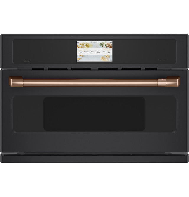 GE Café 30" Smart 5 in 1 Microwave Oven w/120V Advantium Technology in Matte Black w/Ref Handle Set Copper Bundle-Washburn's Home Furnishings