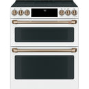 GE Cafe 30 in. 7.0 cu. ft. Smart Slide-In Double Oven Electric Range with Convection in Matte White, Fingerprint Resistant-Washburn's Home Furnishings