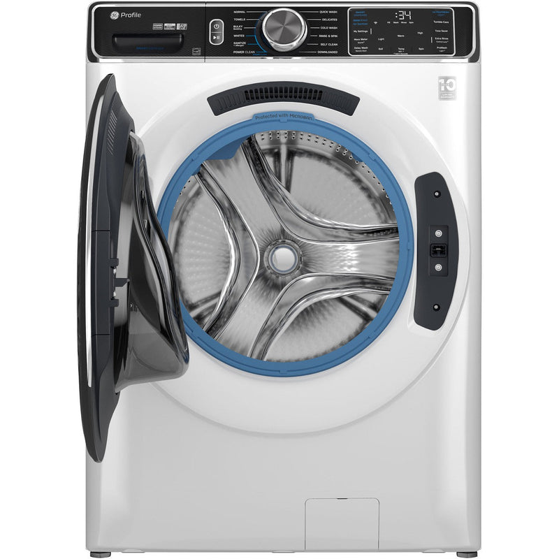 GE Profile - 5.3 Cu. Ft. Stackable Smart Front Load Washer with Steam and UltraFresh Vent System+ With OdorBlock - White-Washburn's Home Furnishings