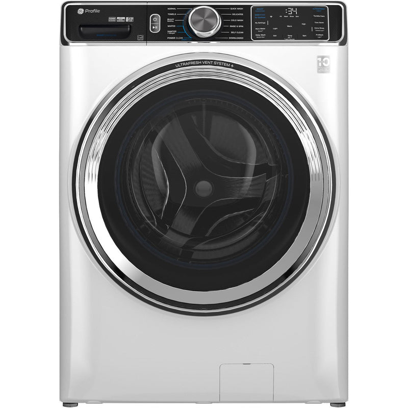 GE Profile - 5.3 Cu. Ft. Stackable Smart Front Load Washer with Steam and UltraFresh Vent System+ With OdorBlock - White-Washburn's Home Furnishings