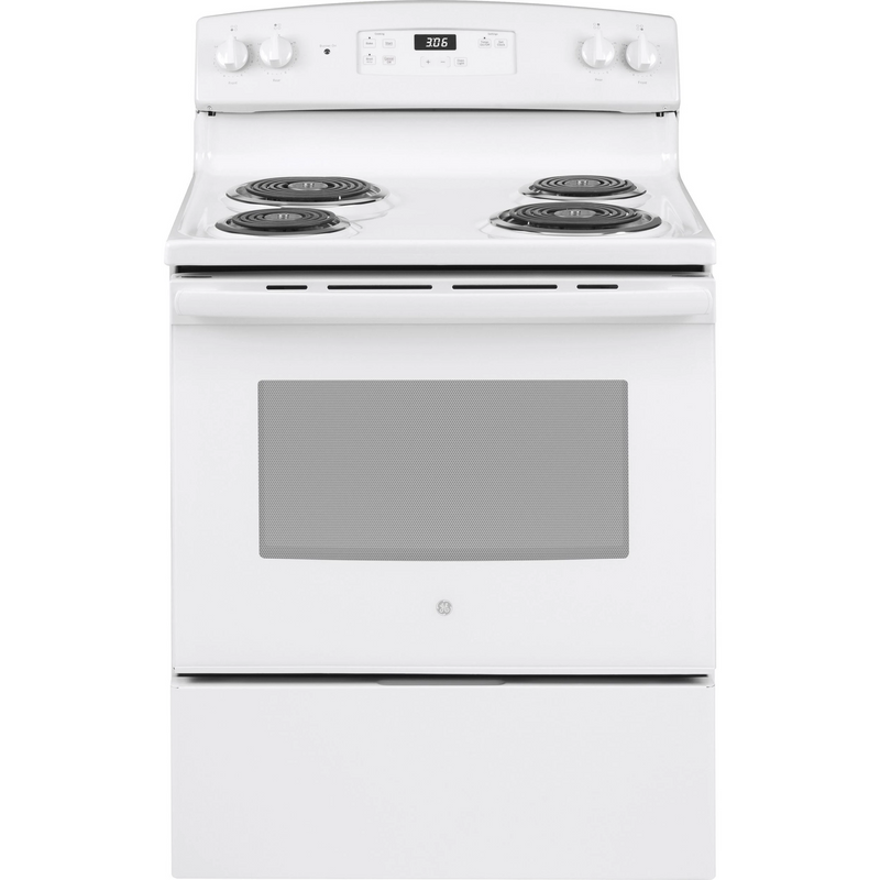 GE® 30" Free-Standing Electric Range in White-Washburn's Home Furnishings