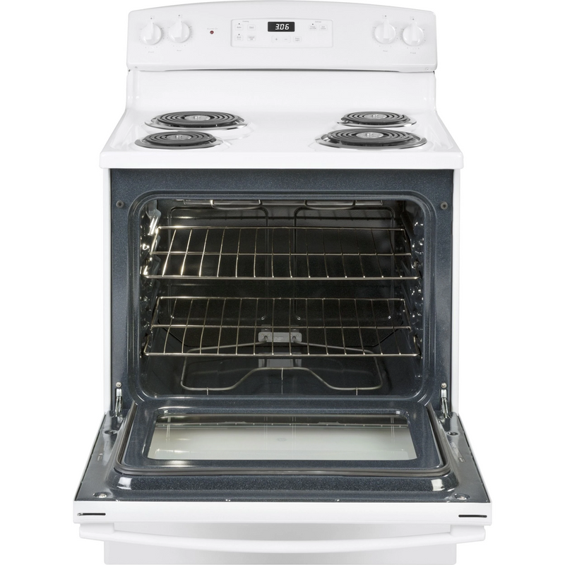 GE® 30" Free-Standing Electric Range in White-Washburn's Home Furnishings