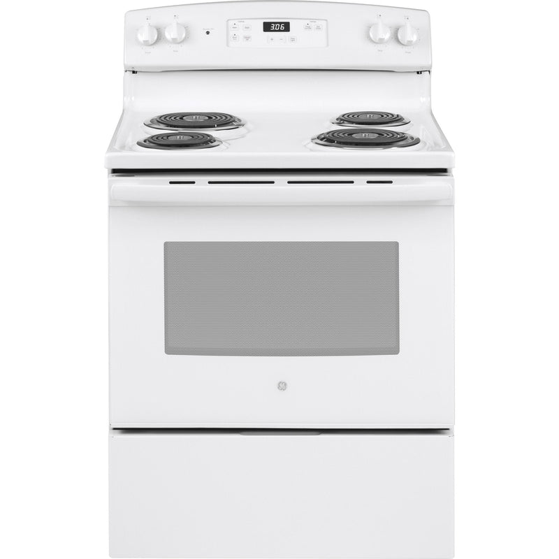 GE 30" 5.0cf Electric Range in White-Washburn's Home Furnishings