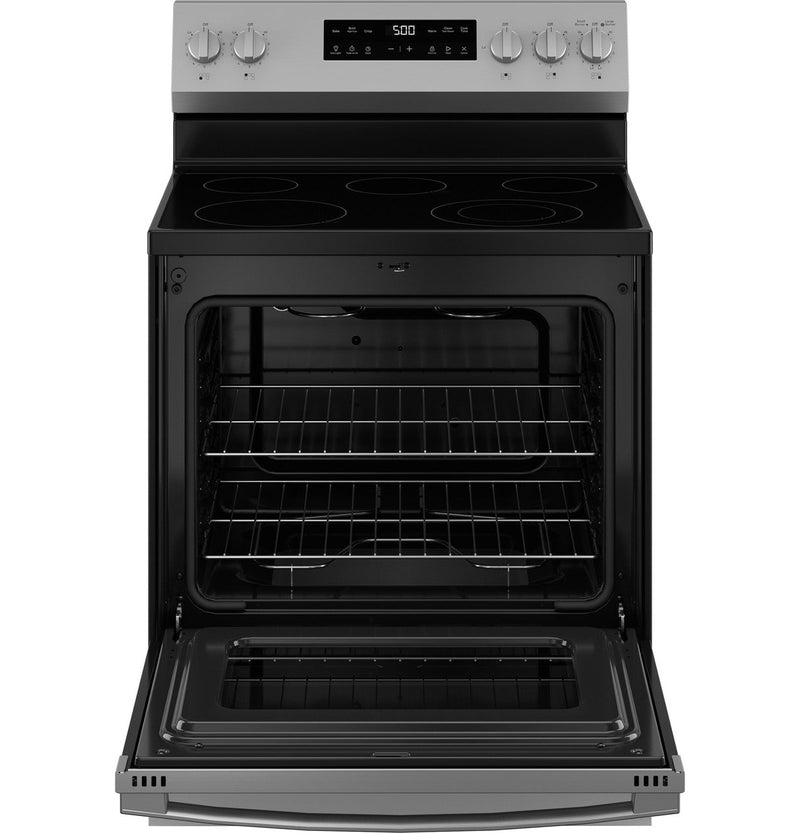 GE® 30" Free-Standing Electric Range with Crisp Mode - Fingerprint Resistant Slate-Washburn's Home Furnishings