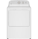 GE® 7.2 cu. ft. Capacity Electric Dryer w/Up To 120 ft. Venting & Reversible Door in White w/Silver Matte Backsplash-Washburn's Home Furnishings