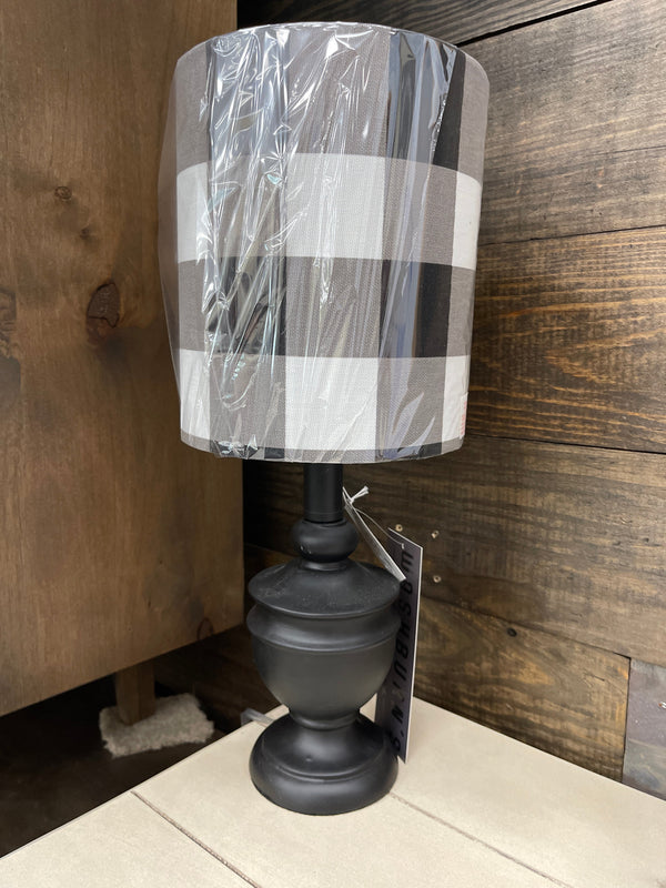 Ganz Mini Black Accent Lamp w/Gingham Shade-Washburn's Home Furnishings