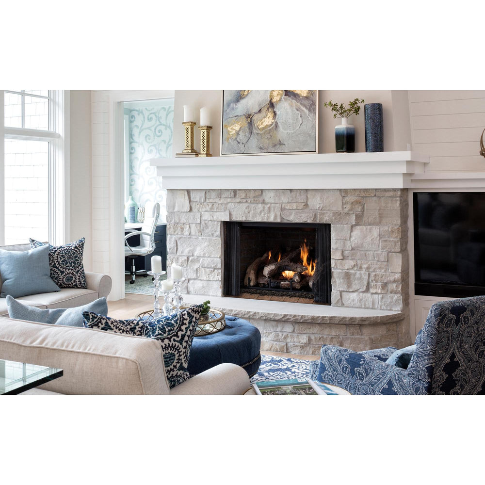 Artisan Home Tour Phoenix angled room shot, somewhat close up — official Phoenix TrueView Indoor Open Gas Fireplace series image; may show a different size and separately selected options