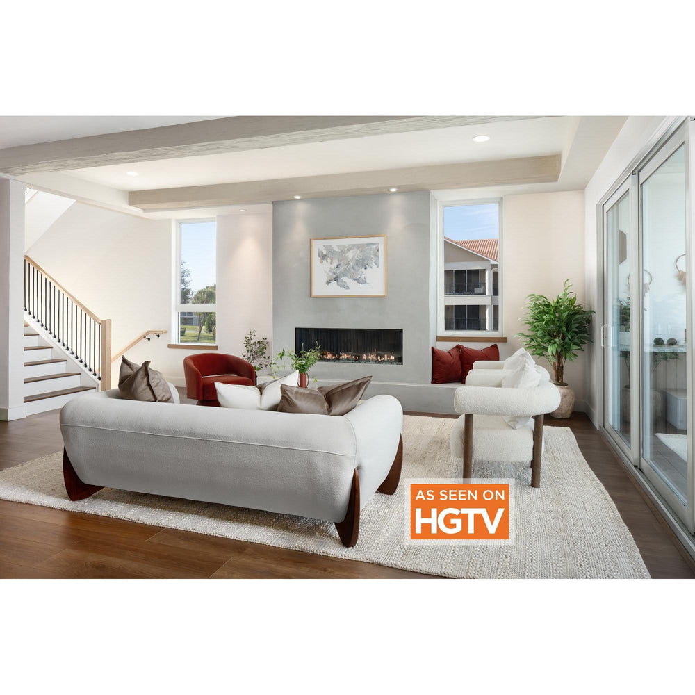 HGTV Rock The Block 2024 Primo II Gas Fireplace with HGTV badge — official Primo II Linear Gas Fireplace series image; may show a different size and separately selected options