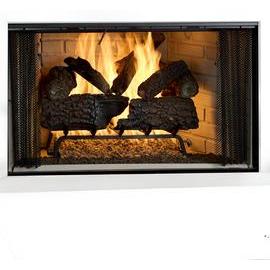 Wood-burning fireplace. Official series illustration; size and optional finishing may differ from this model.