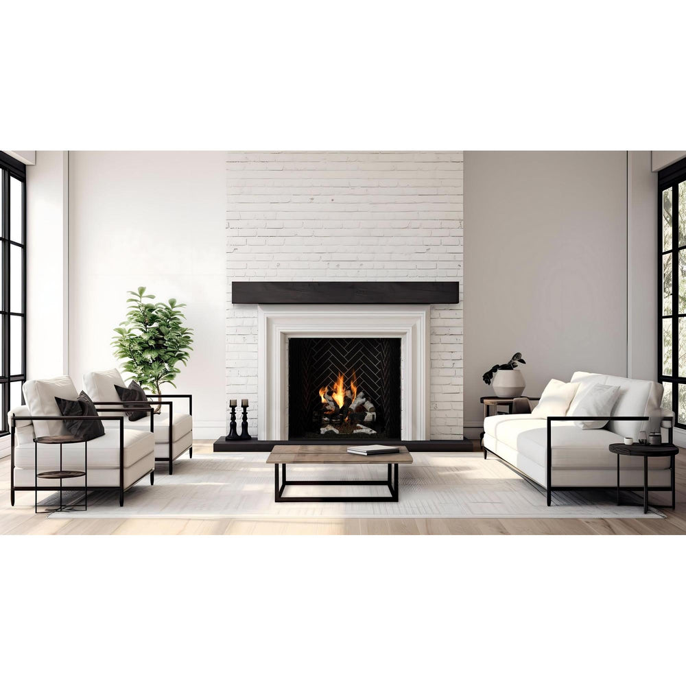 Wood-burning fireplace. Official series illustration; size and optional finishing may differ from this model.