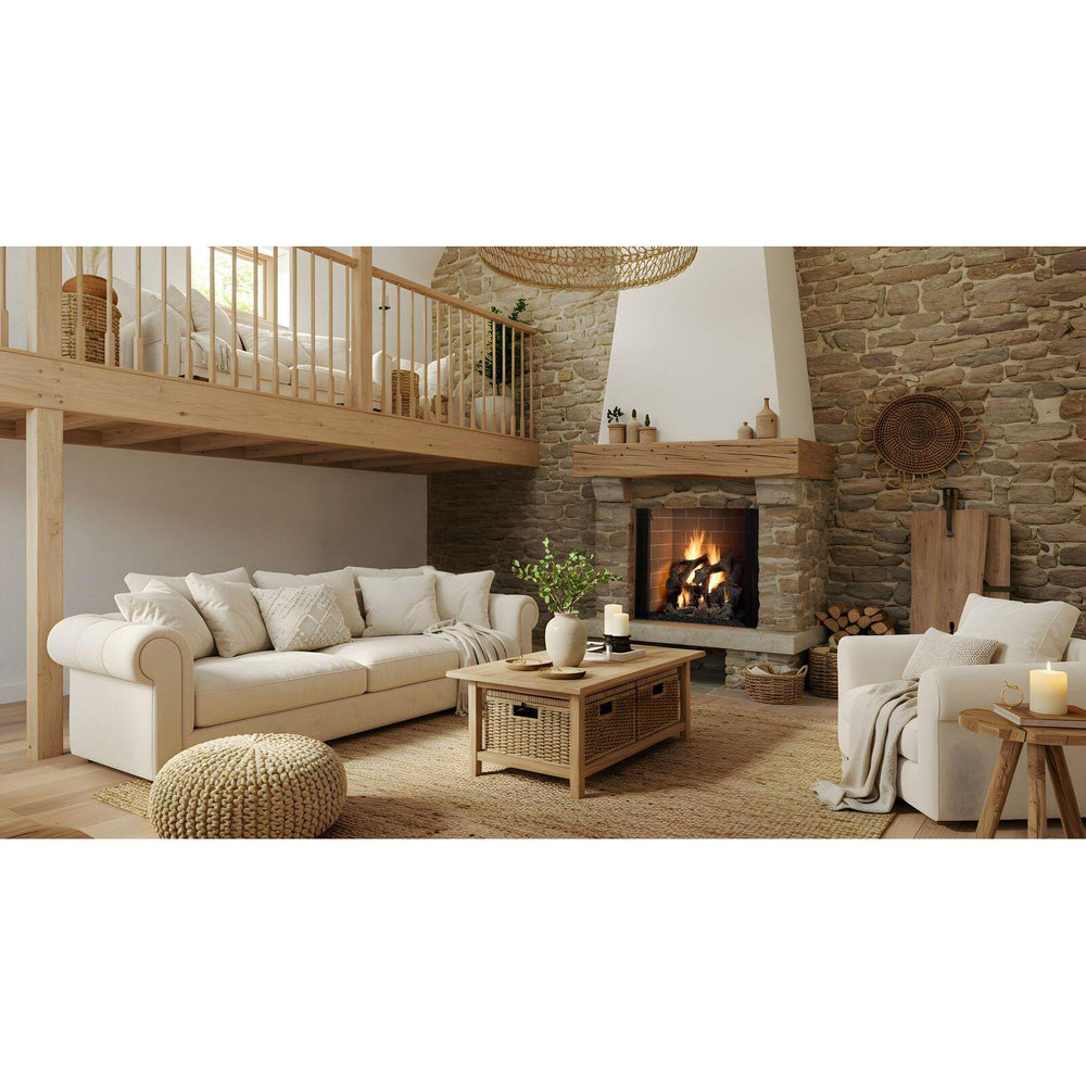 Wood-burning fireplace. Official series illustration; size and optional finishing may differ from this model.