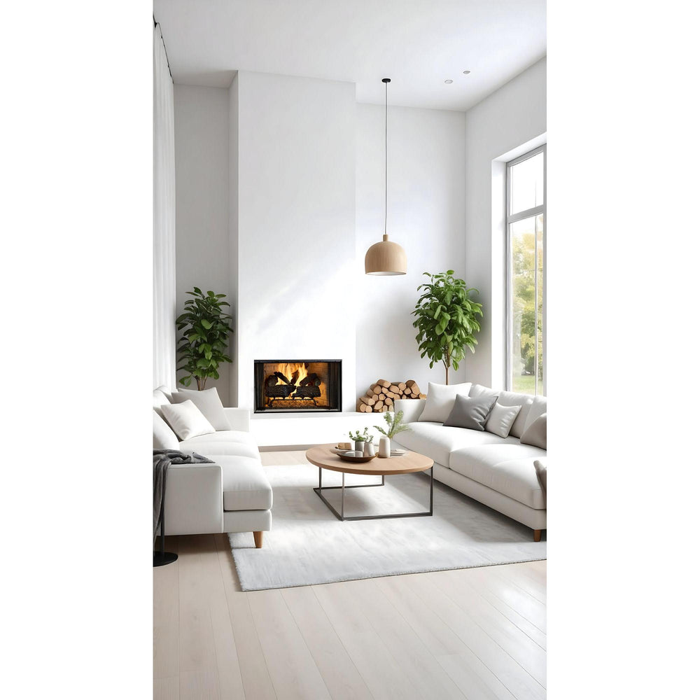 Wood-burning fireplace. Official series illustration; size and optional finishing may differ from this model.