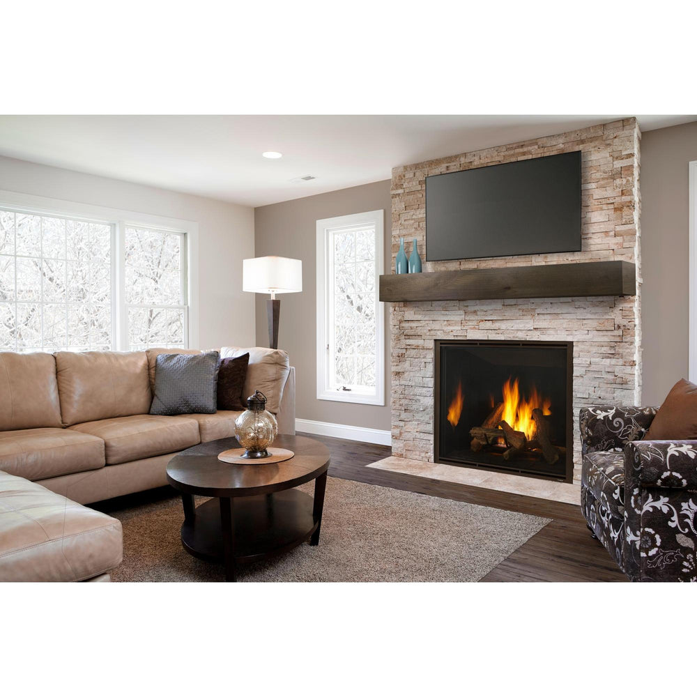 Interior of elegant living room with fireplace — official Heirloom Series Gas Fireplace series image; may show a different size and separately selected options