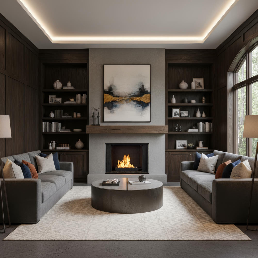 Open hearth fireplace. Official series illustration; size and optional finishing may differ from this model.