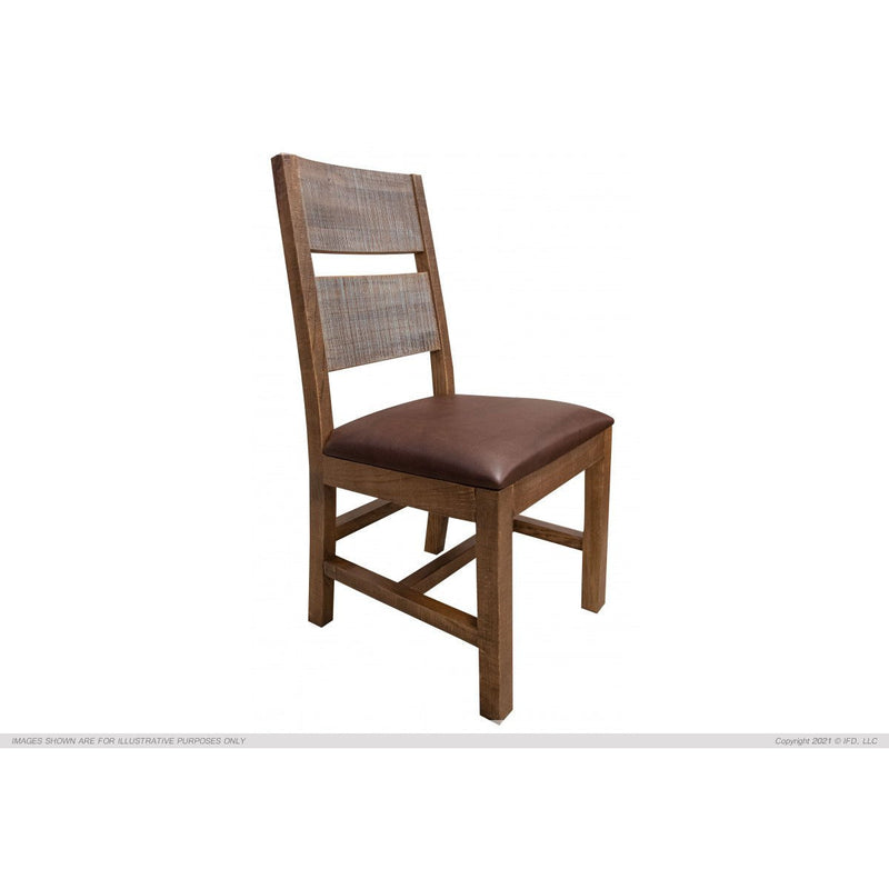 IFD Antique Multicolor Solid Wood chair W/Faux Leather Seat-Washburn's Home Furnishings