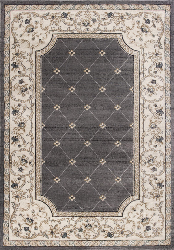 KAS Avalon Grey/Ivory Courtyard Area Rug 5'3"x7'7"-Washburn's Home Furnishings