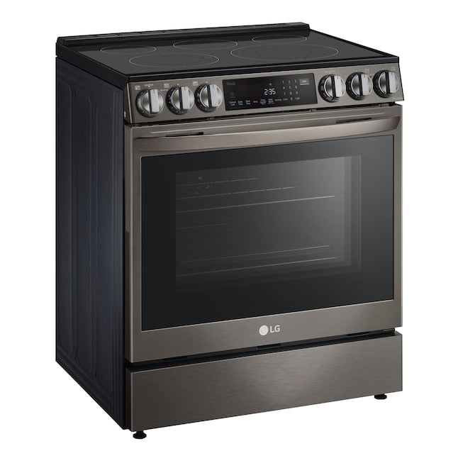 LG 6.3 CF Electric Single Oven Slide-In Range, Instaview, Air Fry, ThingQ - Black Stainless-Washburn's Home Furnishings