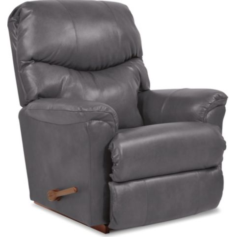 La-Z-Boy Larson Leather Rocking Recliner in Buddy Dark Gray-Washburn's Home Furnishings