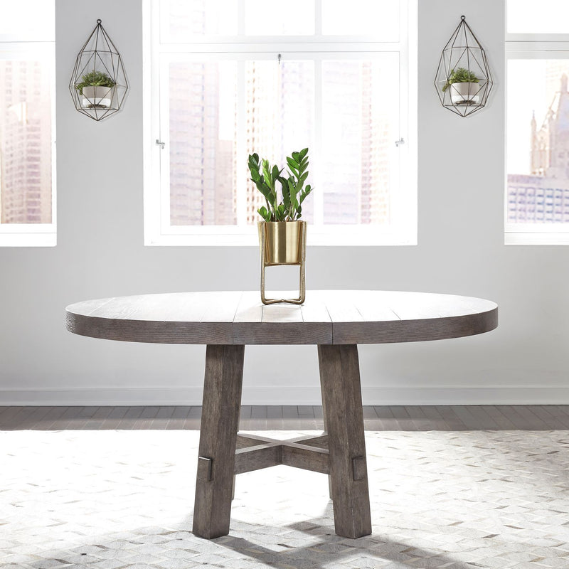 Liberty Modern Farmhouse Round Dining Table Set w/4 Ladder Back Side Chairs-Washburn's Home Furnishings