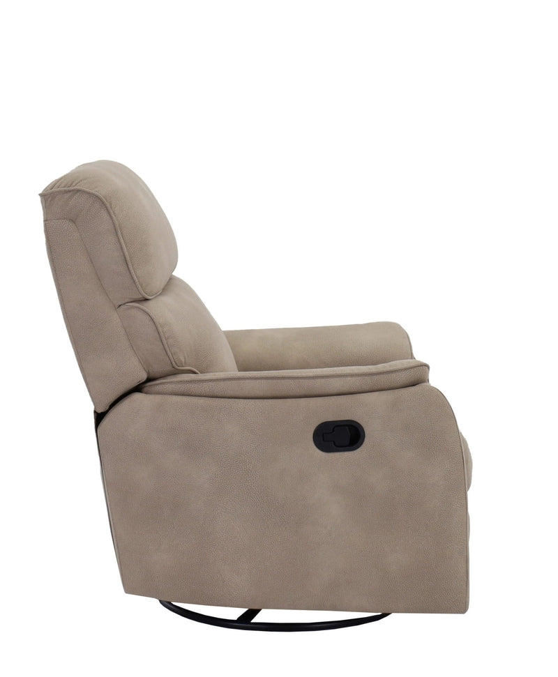 Manwah Swivel Glider Recliner in Stone.-Washburn's Home Furnishings