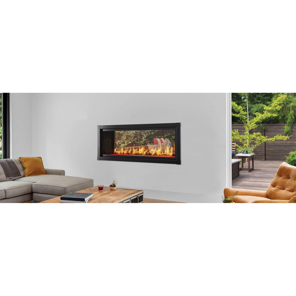 Artisan-48-in-See-Through-vent-free-gas-fireplace-connecting-indoor-and-outdoor-living-spaces. Manufacturer series illustration; shown size, accessories and room finishing may differ from the quoted configuration.