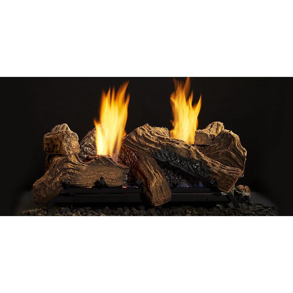 Monessen Natural Blaze 27 See-Through Gas Log Set — Natural Blaze See-through log set with vibrant flames and black background; enclosure and optional accessories may be separate