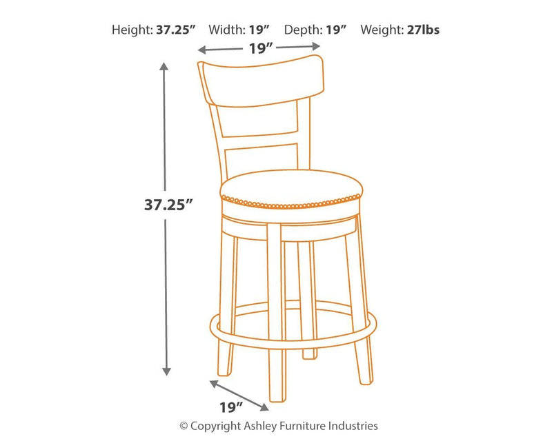 Pinnadel - Light Brown - Uph Swivel Barstool (1/cn)-Washburn's Home Furnishings