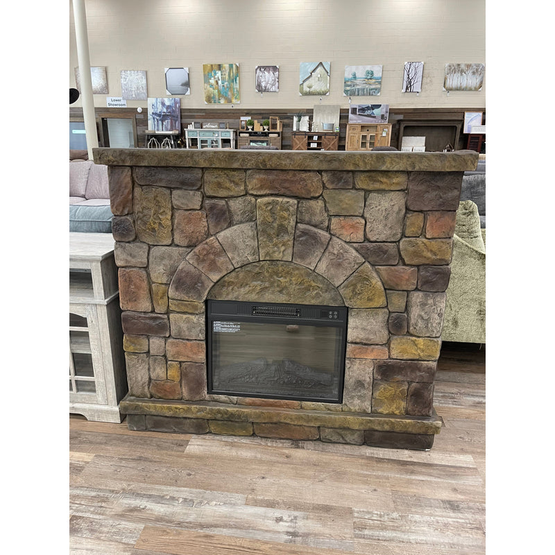 Polyfiber Faux Stone Electric Fireplace-Washburn's Home Furnishings