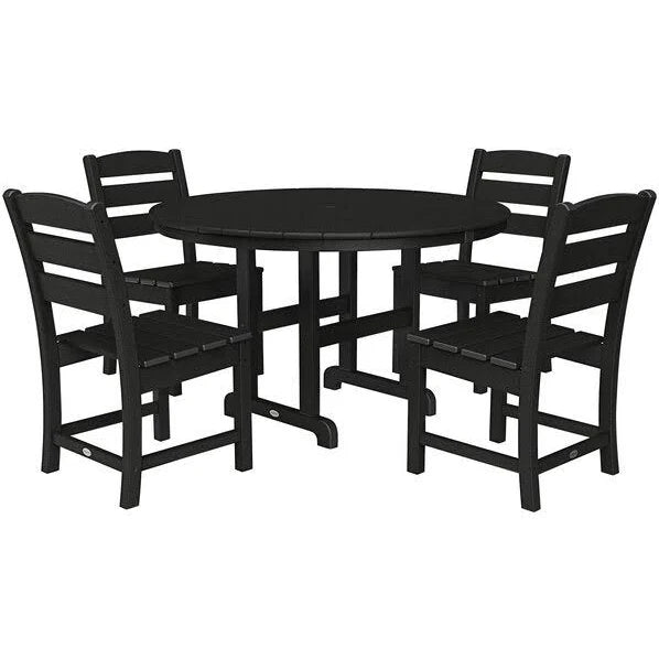 Polywood 48" Round Famhouse Dining Table & 4 Lakesdie Dining Chairs in Black-Washburn's Home Furnishings