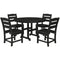 Polywood 48" Round Famhouse Dining Table & 4 Lakeside Dining Chairs in Black-Washburn's Home Furnishings