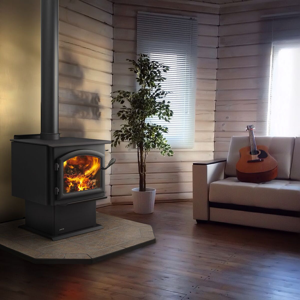 Quadra-Fire 3100 Millennium manufacturer room-setting view; optional features may be shown
