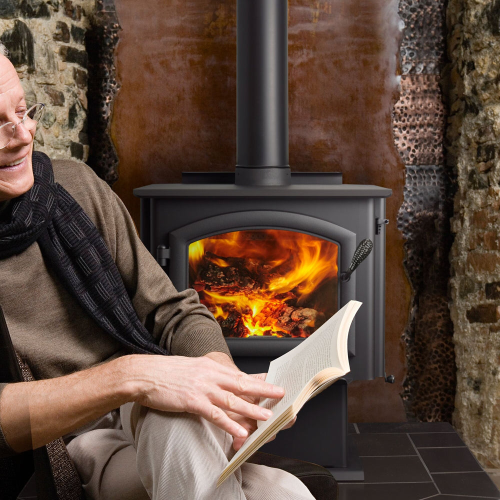 Quadra-Fire 4300 Millennium manufacturer room-setting view; optional features may be shown