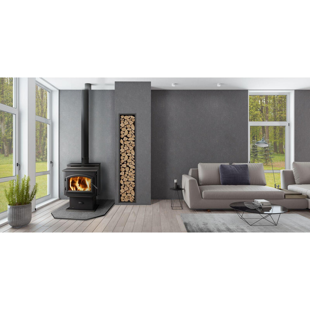Quadra-Fire 5700 Step Top manufacturer room-setting view; optional features may be shown