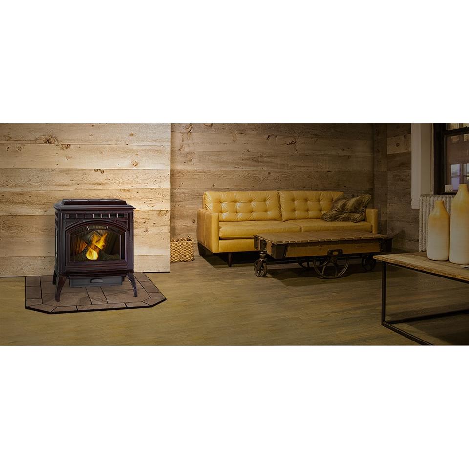 Quadra-Fire Trekker Pellet Stove room-setting view; optional finish and accessories may be shown
