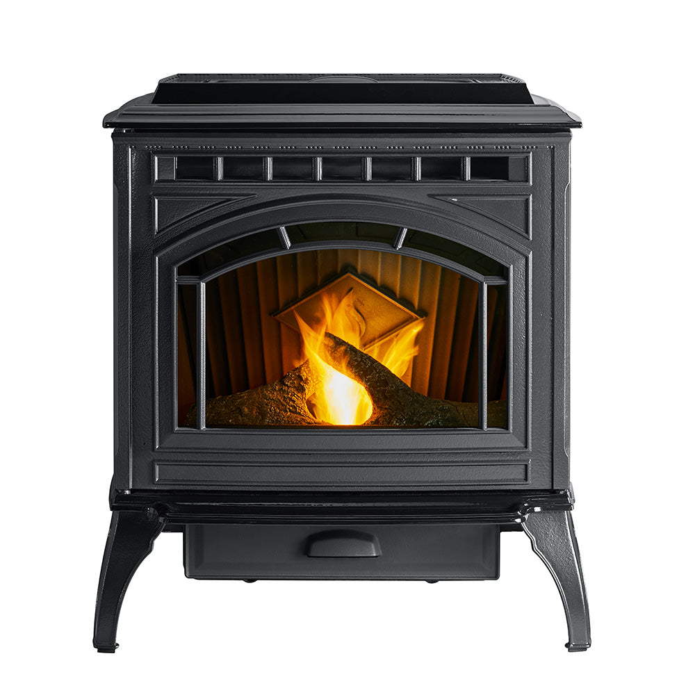 Quadra-Fire Trekker Pellet Stove product view; optional finish and accessories may be shown
