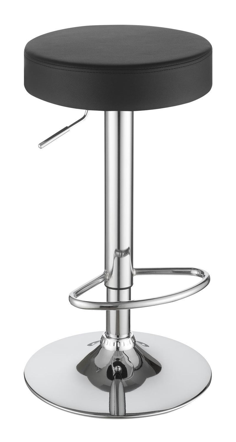 Rec Room/ Bar Tables: Chrome/glass - Adjustable Bar Stool - Black-Washburn's Home Furnishings